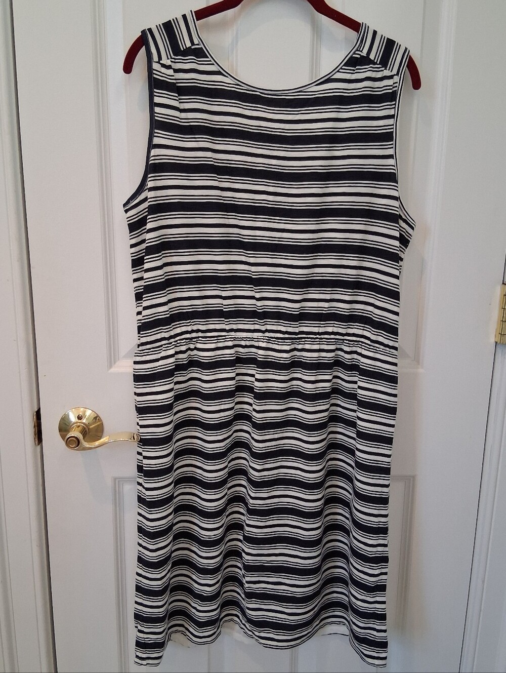 LOFT Navy and White Striped Sleeveless Dress
